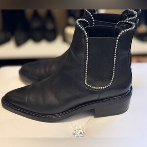 Coach Bowery Black Ankle Booties with Silver beaded Accents